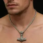 Collar con colgante de runas nórdicas de Odín y martillo de Thor de acero inoxidable HNSP 316L para hombre, accesorios de joyería. 5