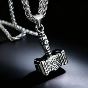 Collar con colgante de martillo de Thor, mitología nórdica, Mjolnir, runa de Odín, de acero inoxidable 316L, para hombre, regalo, accesorios de joyería vikinga. 1