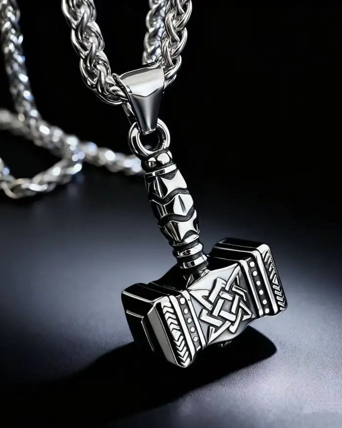 Collar con colgante de martillo de Thor, mitología nórdica, Mjolnir, runa de Odín, de acero inoxidable 316L, para hombre, regalo, accesorios de joyería vikinga. 1