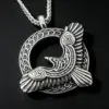 Collar con colgante de cuervo vikingo HNSP, amuleto nórdico de Odín Huginn Muninn, accesorios de joyería de acero inoxidable 316L para hombres 1