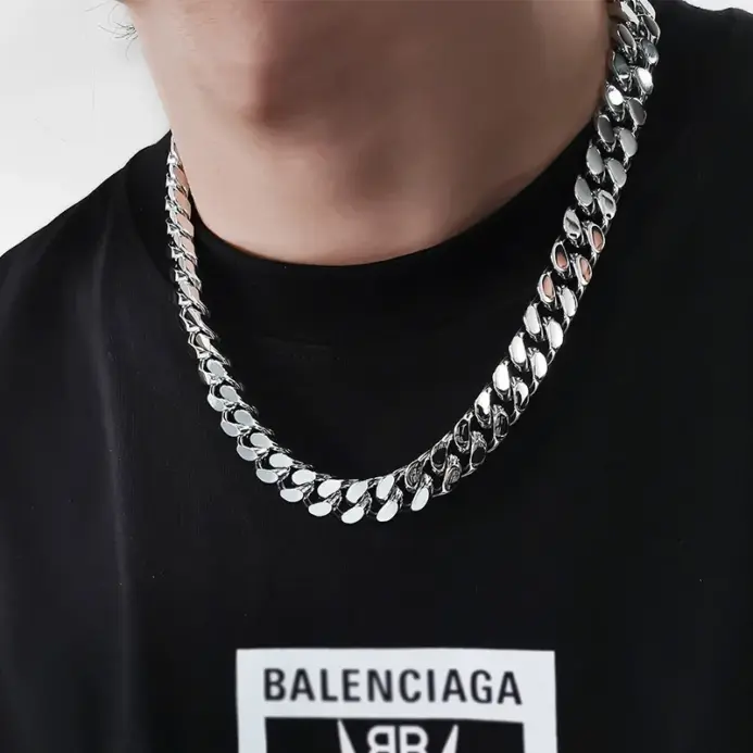 Collar de cadena cubana de acero inoxidable HNSP para hombre, estilo rock punk, accesorios de joyería, cadena gruesa de 8 mm a 14 mm. 2