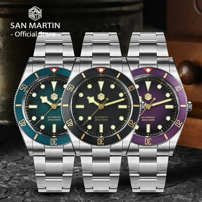 Reloj de Buceo San Martin Nuevo y Mejorado de 37 mm BB54 Vintage para Hombre, ST2130 Automático Mecánico, Zafiro Luminoso, Resistente al Agua 200 m SN0138 2