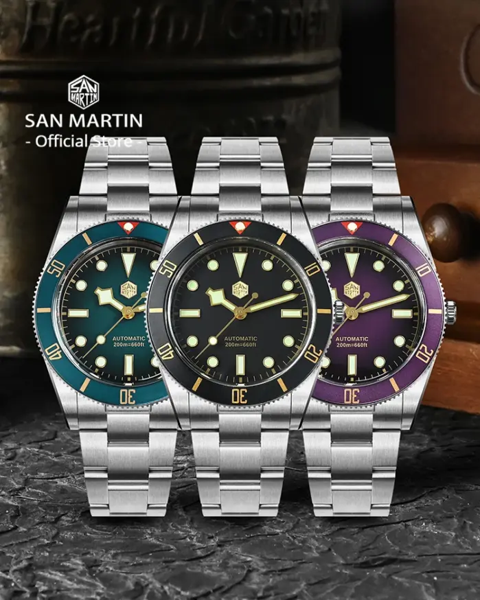 Reloj de Buceo San Martin Nuevo y Mejorado de 37 mm BB54 Vintage para Hombre, ST2130 Automático Mecánico, Zafiro Luminoso, Resistente al Agua 200 m SN0138 2