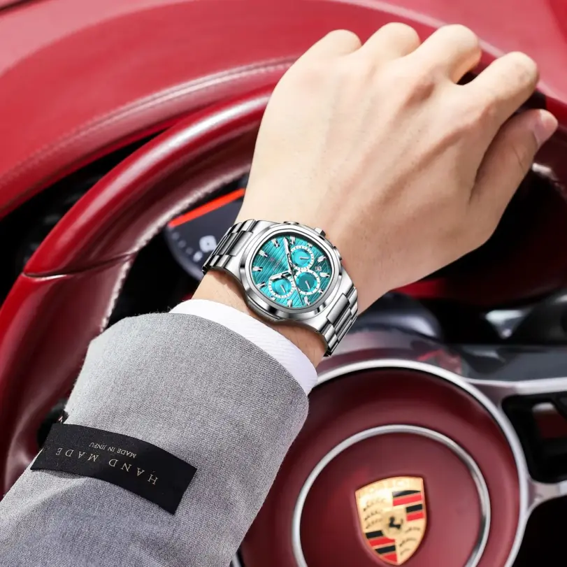 Reloj de Pulsera POEDAGAR de Alta Calidad para Hombre, Lujoso, Luminoso, con Fecha, de Acero Inoxidable, Cronógrafo, Reloj de Cuarzo de Moda para Hombre 5