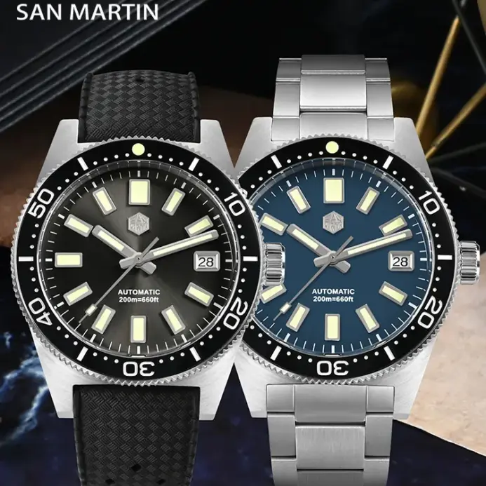Reloj de buceo San Martin 62mas 39mm clásico NH35 hombres relojes mecánicos automáticos zafiro impermeable 200m SLN C3 luminoso SN0007 2
