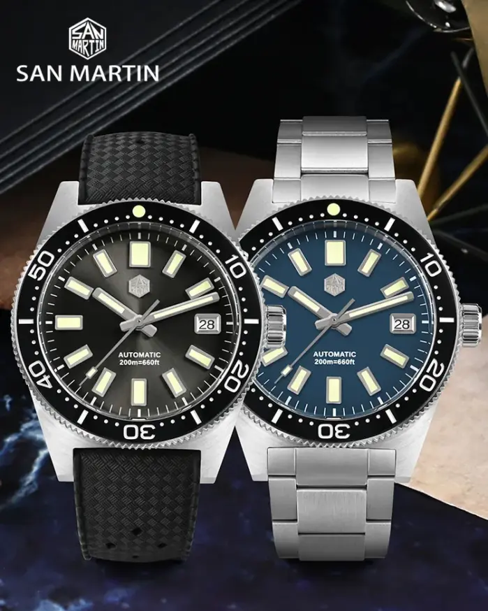 Reloj de buceo San Martin 62mas 39mm clásico NH35 hombres relojes mecánicos automáticos zafiro impermeable 200m SLN C3 luminoso SN0007 2