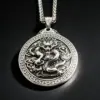 HNSP 316L Acero inoxidable diseño en relieve dragón tótem colgante collar para hombres accesorio de joyería Vintage 1
