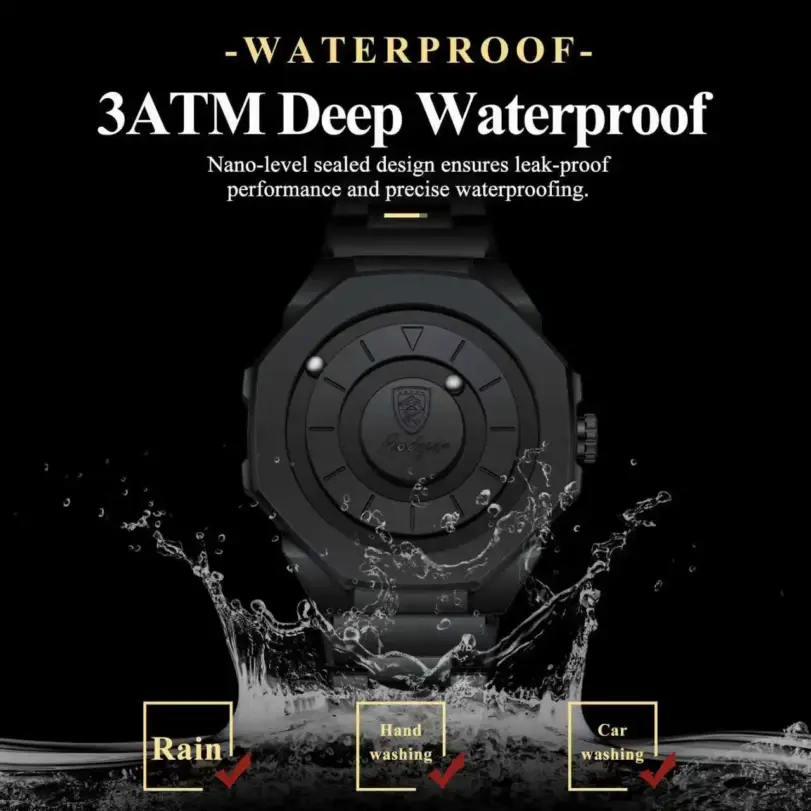 Reloj casual original POEDAGAR para hombre, resistente al agua, de lujo, moderno, de acero inoxidable, reloj de pulsera de cuarzo deportivo + caja. 3