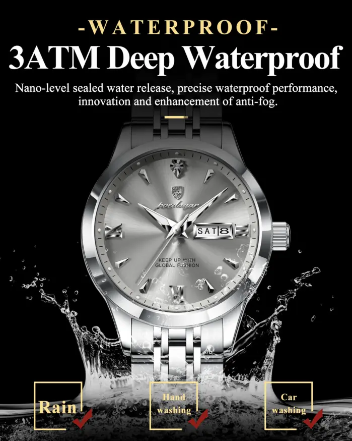 Reloj Original POEDAGAR para Mujer, Resistente al Agua, Luminoso, con Fecha y Día de la Semana, Reloj de Cuarzo de Acero Inoxidable para Mujer 2