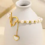Pulsera MamacitaSlay de Acero Inoxidable 316L con Corazón de Concha de Perla y Cierre OT, Chapada en Oro de 18K, Resistente al Agua, Joyería Elegante para Mujer 3