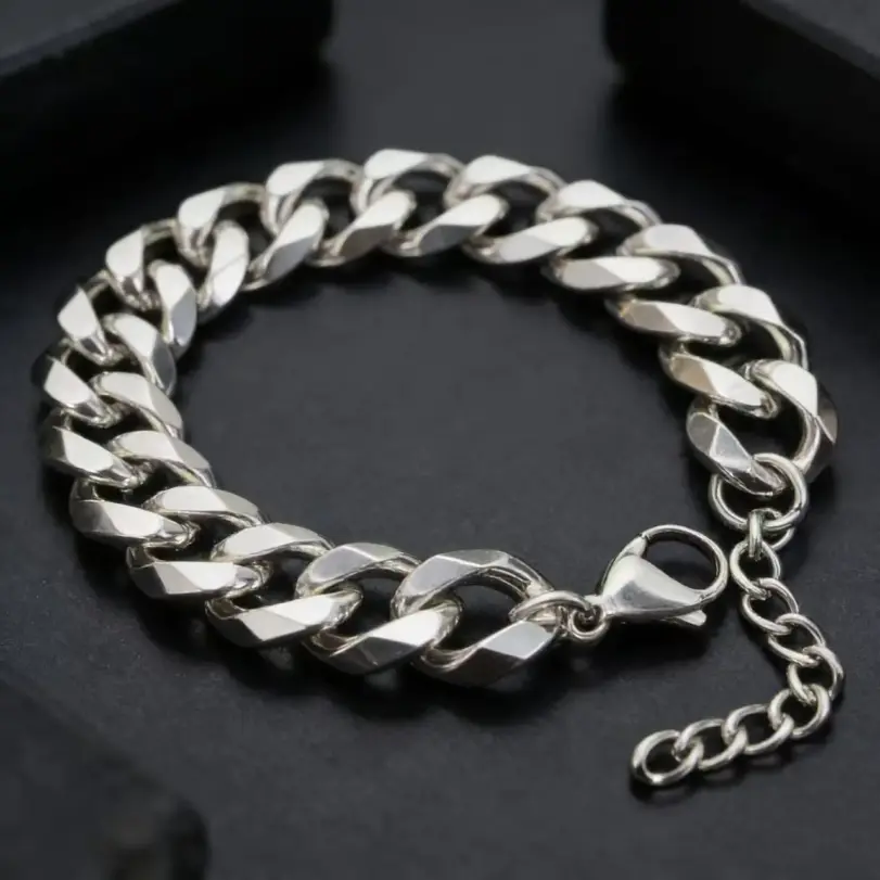 HNSP Pulsera de cadena cubana de acero inoxidable de 3 mm a 15 mm de grosor para hombre, joyería de mano, accesorio de estilo punk urbano 3