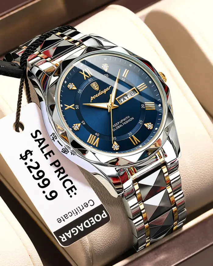 Reloj de pulsera POEDAGAR de lujo para hombre, reloj luminoso resistente al agua con fecha y semana para hombre, relojes de acero inoxidable para hombre, reloj deportivo de cuarzo para hombre 2