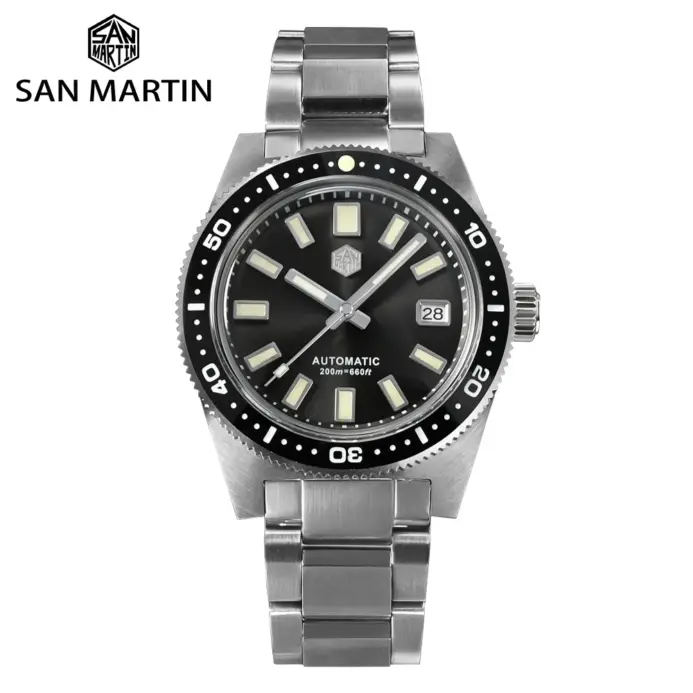 San Martin oficial 41mm 62mas V4 Diver hombres reloj NH35 reloj mecánico automático cristal de zafiro 200m impermeable luminoso SN0007 1