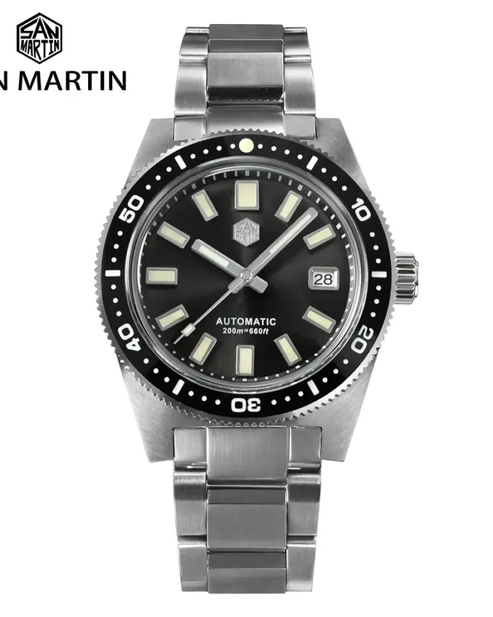 San Martin oficial 41mm 62mas V4 Diver hombres reloj NH35 reloj mecánico automático cristal de zafiro 200m impermeable luminoso SN0007 1