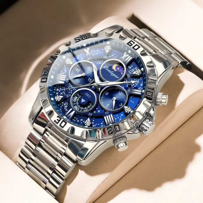 POEDAGAR, reloj militar de lujo para hombre, reloj de pulsera deportivo de cuarzo para hombre, cronógrafo luminoso resistente al agua, relojes de acero inoxidable para hombre 1