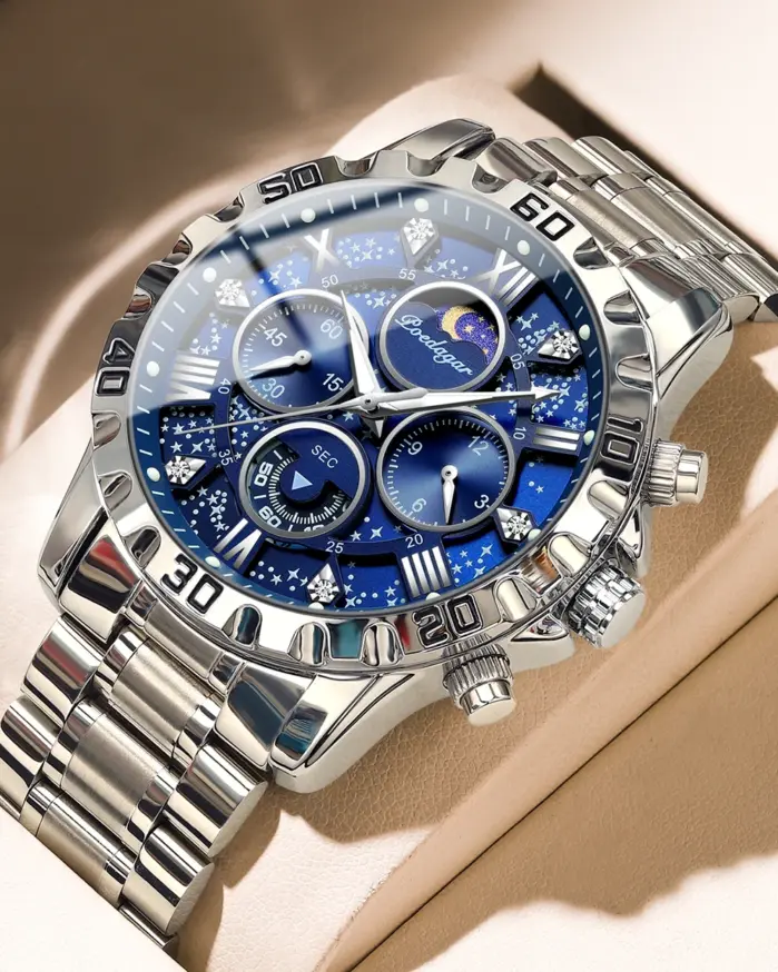 POEDAGAR, reloj militar de lujo para hombre, reloj de pulsera deportivo de cuarzo para hombre, cronógrafo luminoso resistente al agua, relojes de acero inoxidable para hombre 1