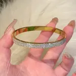 Pulsera dorada de acero de titanio de alta gama que no se decolora, pulsera de circón brillante para mujer, brazalete ligero de lujo de media fila, regalo de joyería 6