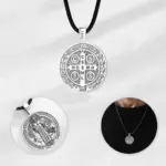 Collar de San Benito Eudora, amuleto católico de Plata de Ley 925, colgante de cruz de San Benito, joyería espiritual, Buen regalo Unisex 4