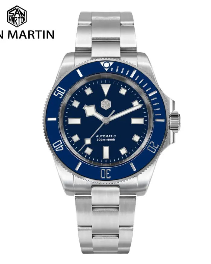 San Martin 40mm Acero inoxidable clásico hombres reloj de buceo Japón NH35 zafiro mecánico automático impermeable 300m SN0111 1