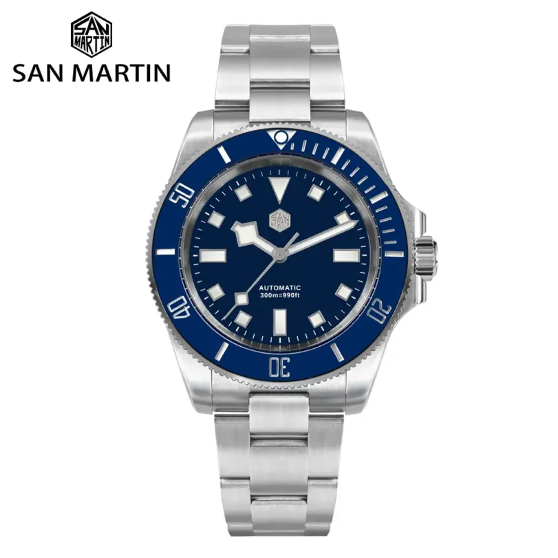 San Martin 40mm Acero inoxidable clásico hombres reloj de buceo Japón NH35 zafiro mecánico automático impermeable 300m SN0111 1 San Martin 40mm Acero inoxidable clásico hombres reloj de buceo Japón NH35 zafiro mecánico automático impermeable 300m SN0111 1