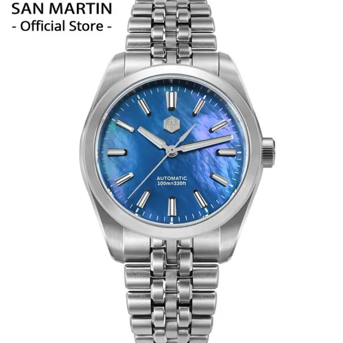 San Martin 39mm MOP Dial deporte Gada reloj de lujo vestido hombres Miyota 90S5 reloj de pulsera mecánico automático impermeable 100m SN0144 1