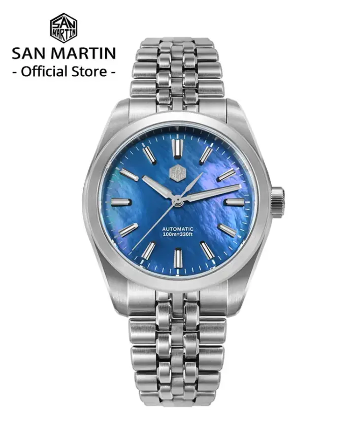 San Martin 39mm MOP Dial deporte Gada reloj de lujo vestido hombres Miyota 90S5 reloj de pulsera mecánico automático impermeable 100m SN0144 1