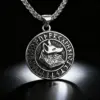 HNSP 316L Acero inoxidable vikingo runa lobo tótem colgante collar para hombres accesorios de joyería 1