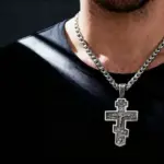 Collar con colgante de cruz ortodoxa vintage de acero inoxidable HNSP 316L para hombre, joyería, accesorios religiosos 2