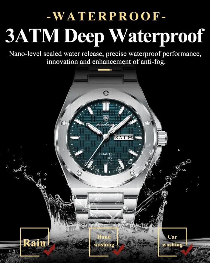 Reloj POEDAGAR Original para Hombre, Reloj de Pulsera de Cuarzo con Fecha y Semana, Reloj Deportivo de Lujo para Hombre, Resistente al Agua, Luminoso, de Acero Inoxidable 2