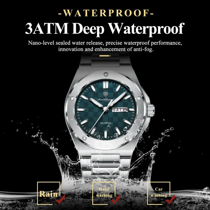 Reloj POEDAGAR Original para Hombre, Reloj de Pulsera de Cuarzo con Fecha y Semana, Reloj Deportivo de Lujo para Hombre, Resistente al Agua, Luminoso, de Acero Inoxidable 2