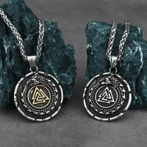 HNSP-collar de cadena con colgante de runas de dragón vikingo para hombre, accesorios de joyería de acero inoxidable 316L 1