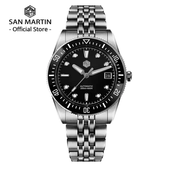 Reloj de buceo para hombre San Martin de 37,5mm y 40mm con esfera sencilla clásica, reloj mecánico automático de lujo Miyota 9015, resistente al agua hasta 200m SN0148 1