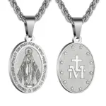 Colgante de la Virgen María HNSP, Medalla Milagrosa, Collar Católico de Acero Inoxidable, Joyería Religiosa para Hombres y Mujeres, Regalo 5