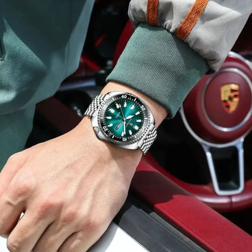 Reloj POEDAGAR de negocios para hombre con fecha y semana, reloj de pulsera luminoso resistente al agua de lujo para hombre, relojes deportivos de cuarzo de acero inoxidable para hombre 5
