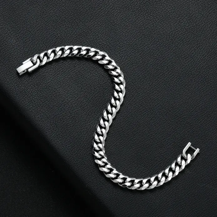 Pulsera de cadena cubana negra dorada de acero de titanio 316L de 8MM de ancho, joyería de moda Hip Hop para hombre, regalo de fiesta 18/20/22CM 2