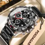 POEDAGAR, reloj Original superior para hombre con fecha, cronógrafo luminoso resistente al agua, reloj para hombre, relojes militares de cuarzo de acero inoxidable para hombre 1