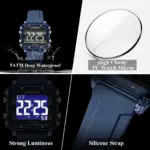 Reloj Deportivo POEDAGAR de Moda para Hombre, Resistente al Agua, con Fecha, Semana y Alarma, Correa de Silicona, Reloj de Pulsera Electrónico LED para Hombre 4