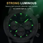 Reloj POEDAGAR de lujo para hombre, cronógrafo resistente al agua, reloj de pulsera luminoso con fecha para hombre, relojes de cuero de cuarzo para hombre Sprots 3