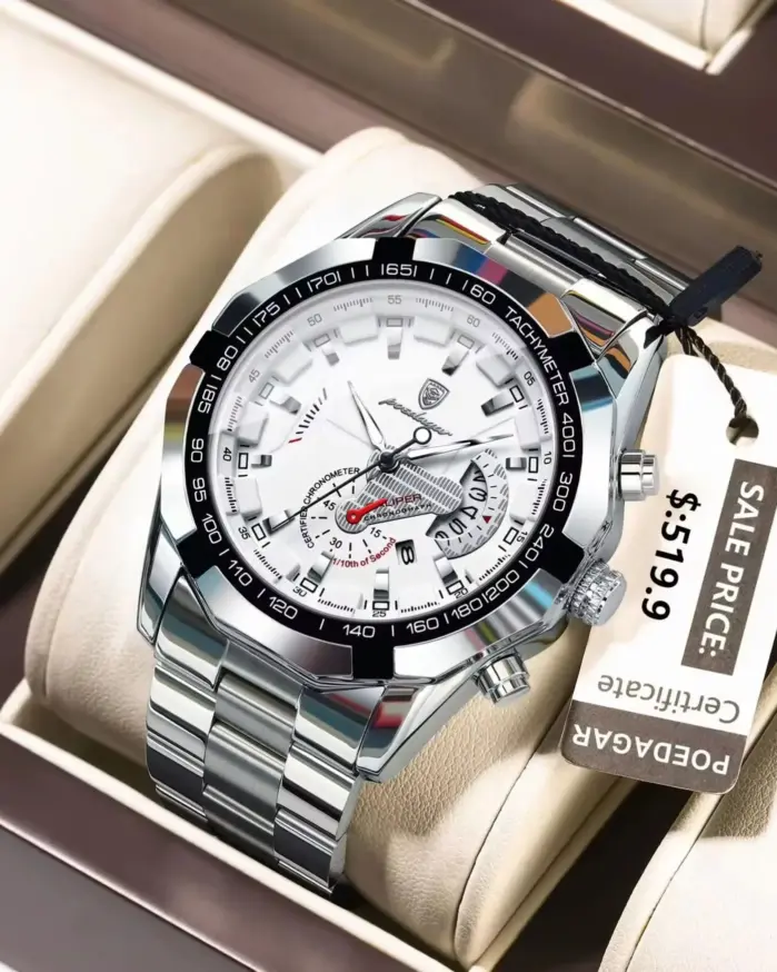 Reloj POEDAGAR militar de negocios para hombre, Reloj de pulsera con calendario luminoso resistente al agua para hombre, relojes de cuarzo de acero inoxidable para hombre, Reloj masculino 2