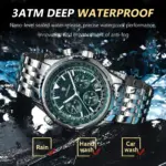 POEDAGAR, reloj militar de lujo para hombre, resistente al agua, luminoso, cronógrafo con fecha, reloj para hombre, relojes de cuarzo de acero inoxidable para negocios para hombre 3