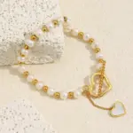 Pulsera MamacitaSlay de Acero Inoxidable 316L con Corazón de Concha de Perla y Cierre OT, Chapada en Oro de 18K, Resistente al Agua, Joyería Elegante para Mujer 5