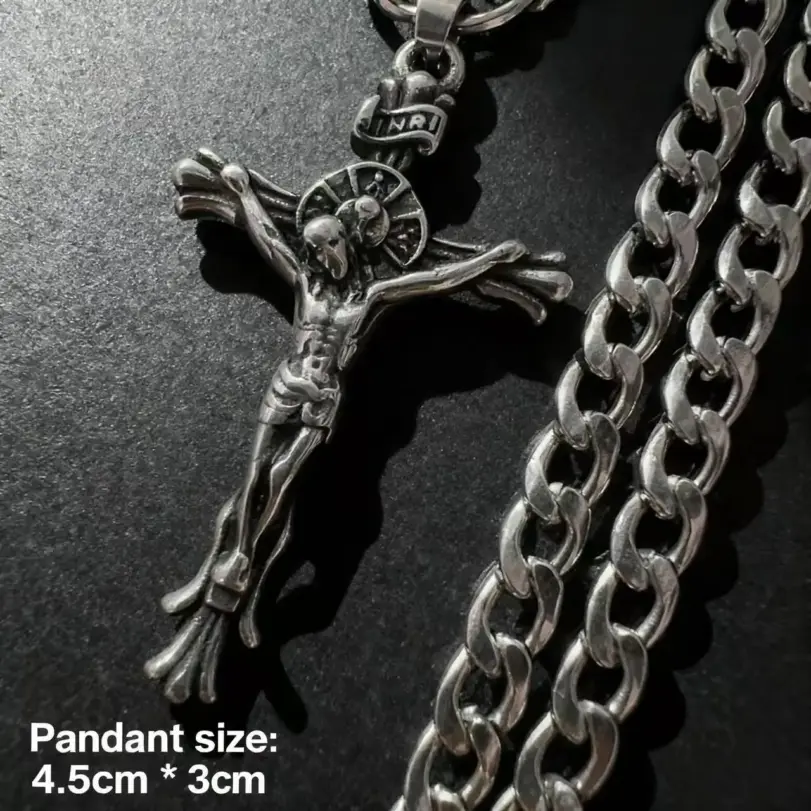 HNSP 316L Acero inoxidable Jesús Cruz colgante collar para hombres joyería accesorios regalos religiosos 3