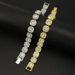 HNSP 13MM de ancho de lujo repleto de circonita tenis de hielo pulsera de cadena de mano para hombres regalo Hip Hop accesorios de joyería de fiesta callejera 4