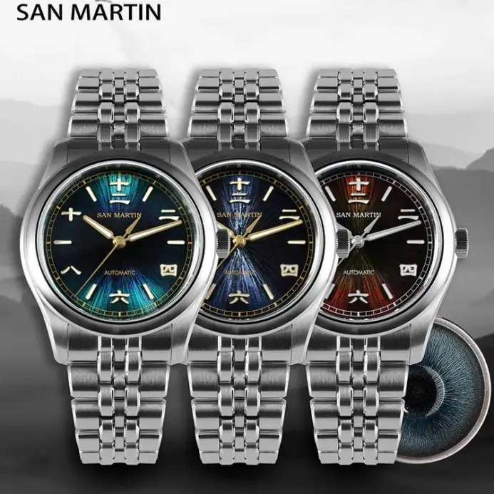 San Martin nuevo reloj Gada de 39mm estilo chino diseño Original Sunburst JianZhan Miyota 90S5 vestido de hombre mecánico automático SN0144 2