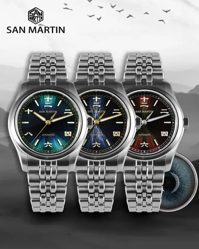 San Martin nuevo reloj Gada de 39mm estilo chino diseño Original Sunburst JianZhan Miyota 90S5 vestido de hombre mecánico automático SN0144 2