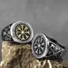 Anillo de runas vikingas de acero inoxidable HNSP 316L para hombre, anillo de tendencia nórdica, accesorios de joyería para dedo masculino 1