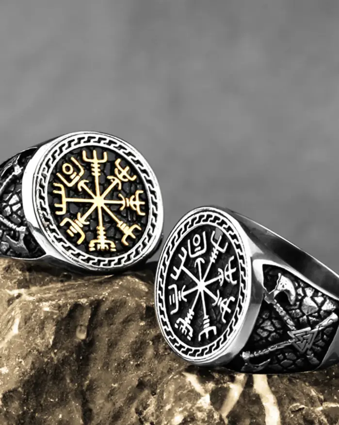 Anillo de runas vikingas de acero inoxidable HNSP 316L para hombre, anillo de tendencia nórdica, accesorios de joyería para dedo masculino 1