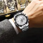 Reloj POEDAGAR militar de negocios para hombre, Reloj de pulsera con calendario luminoso resistente al agua para hombre, relojes de cuarzo de acero inoxidable para hombre, Reloj masculino 6