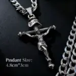 HNSP 316L Acero inoxidable Jesús Cruz colgante collar para hombres joyería accesorios regalos religiosos 4