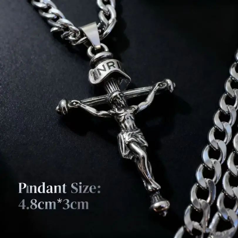 HNSP 316L Acero inoxidable Jesús Cruz colgante collar para hombres joyería accesorios regalos religiosos 4